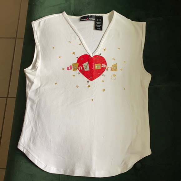 DKNY Jeans Sleeveless Top Flattering Swoop Bottom - Picture 2 of 6